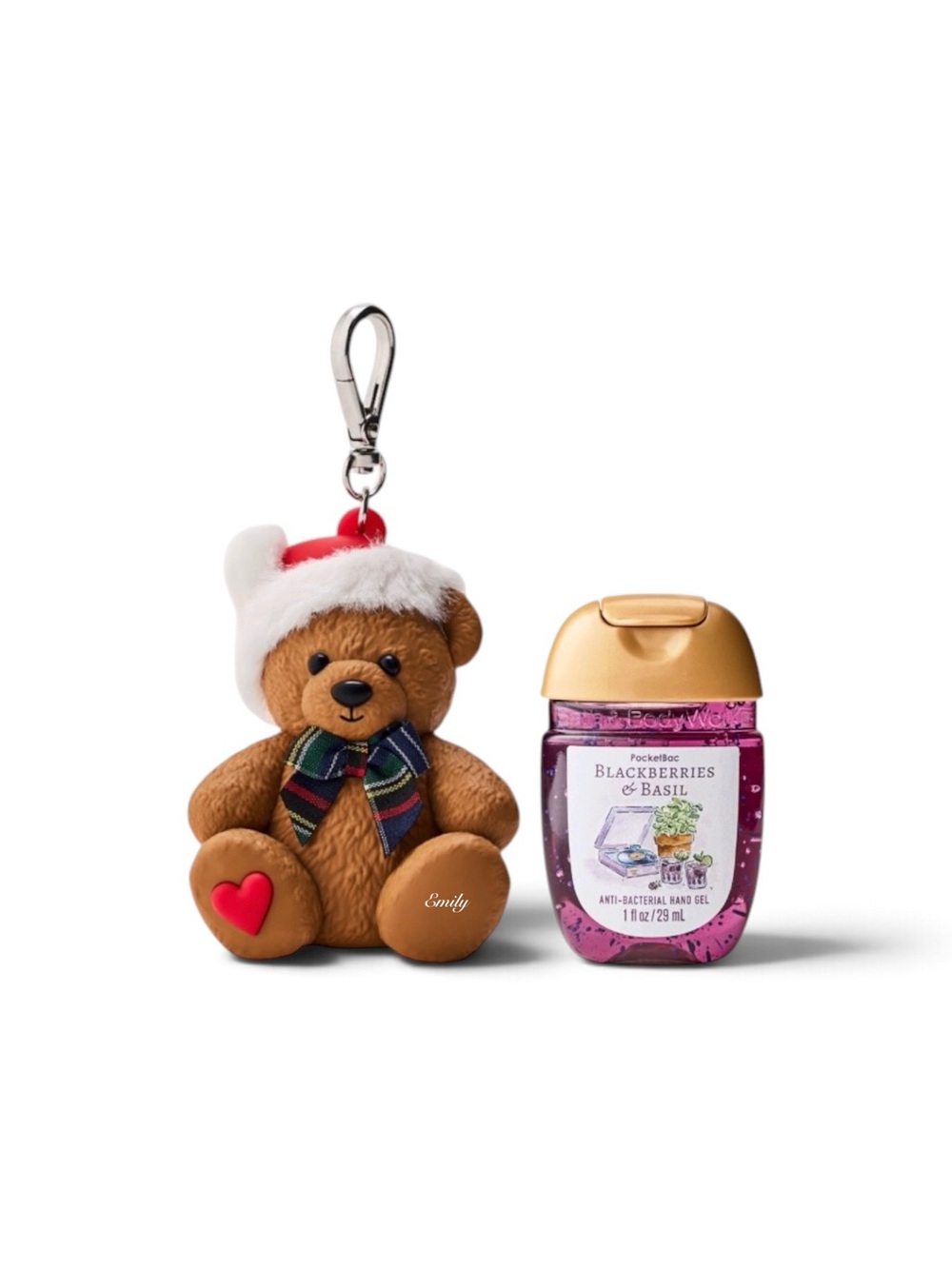 🧸 Bath & Body Works HolidayTEDDY BEAR PocketBac Hand Sanitizer Keychain Holder